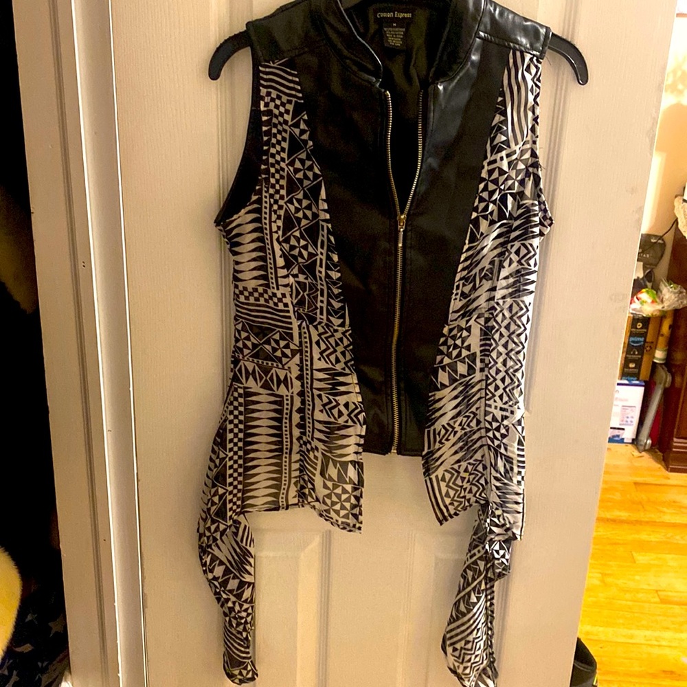 Faux Leather trimmed shirt